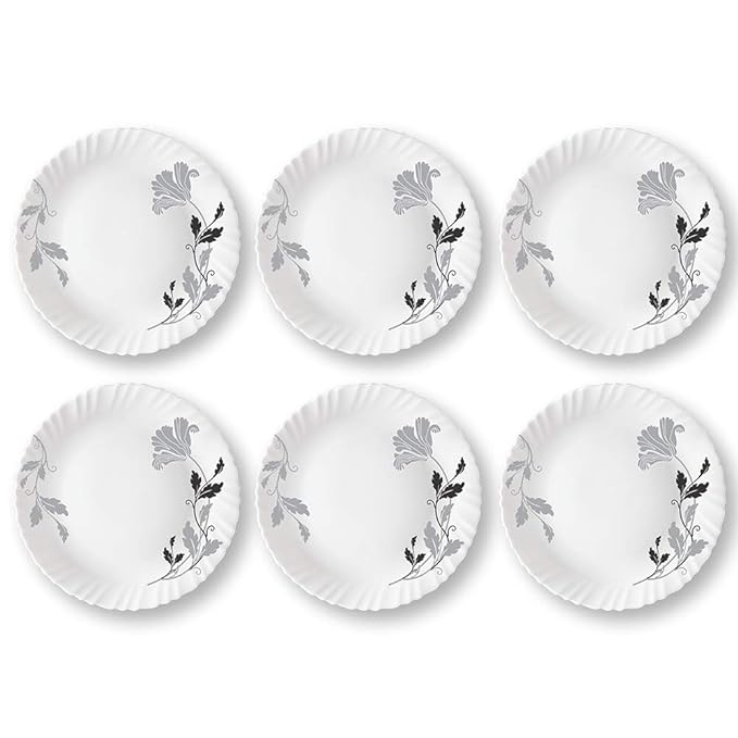 Larah by Borosil Opalware Full Plate | 11 Inch | White | Set of 6