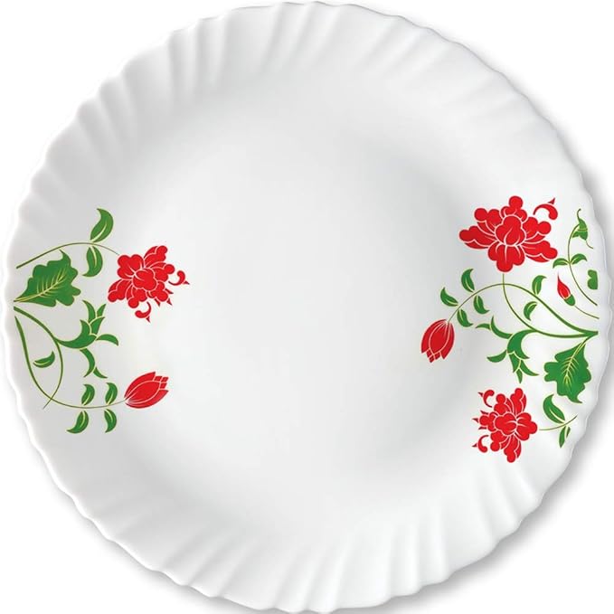 Larah by Borosil Hazel, Opalware Full Plate | 11 Inch | White | Set of 6