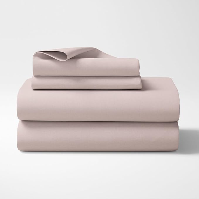 Haus & kinder Cotton Plain Solid Bedsheet for King Size 2 Pillow Covers | Colour Cameorose