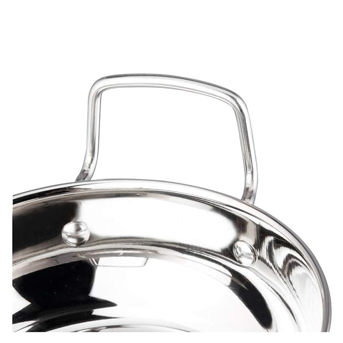 Vinod Stainless Steel Kadhai with Glass Lid - 1.4 Litre, 18cm | Extra Thick, SAS Heavy Bottom | Kadai for Cooking