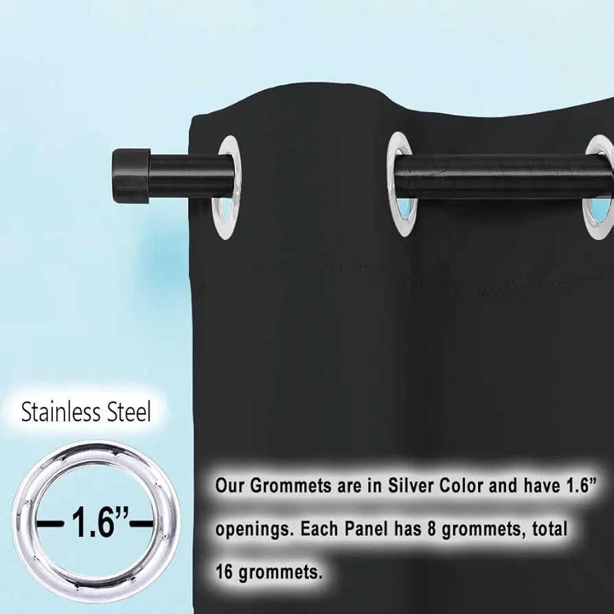 Cloth Fusion Plain Blackout Window Curtains 5 Feet Long Set of 2 Black Colour