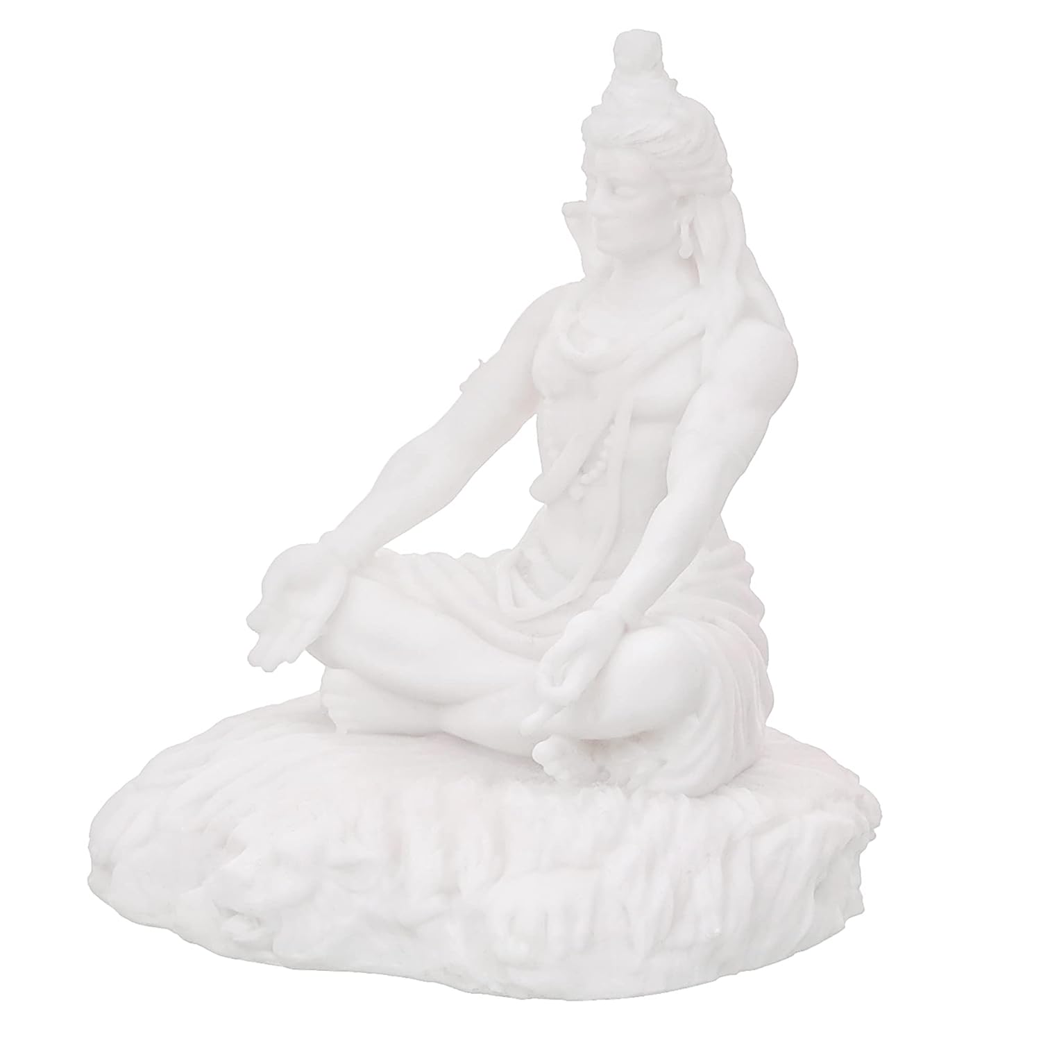 Ecraftindia White Polyresin Lord Shiva Sitting Statue