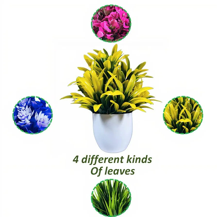 Plastic Artificial Plants For Home Decor Showcase Plants Flowers With Pot Fake Plant Pack of 4
