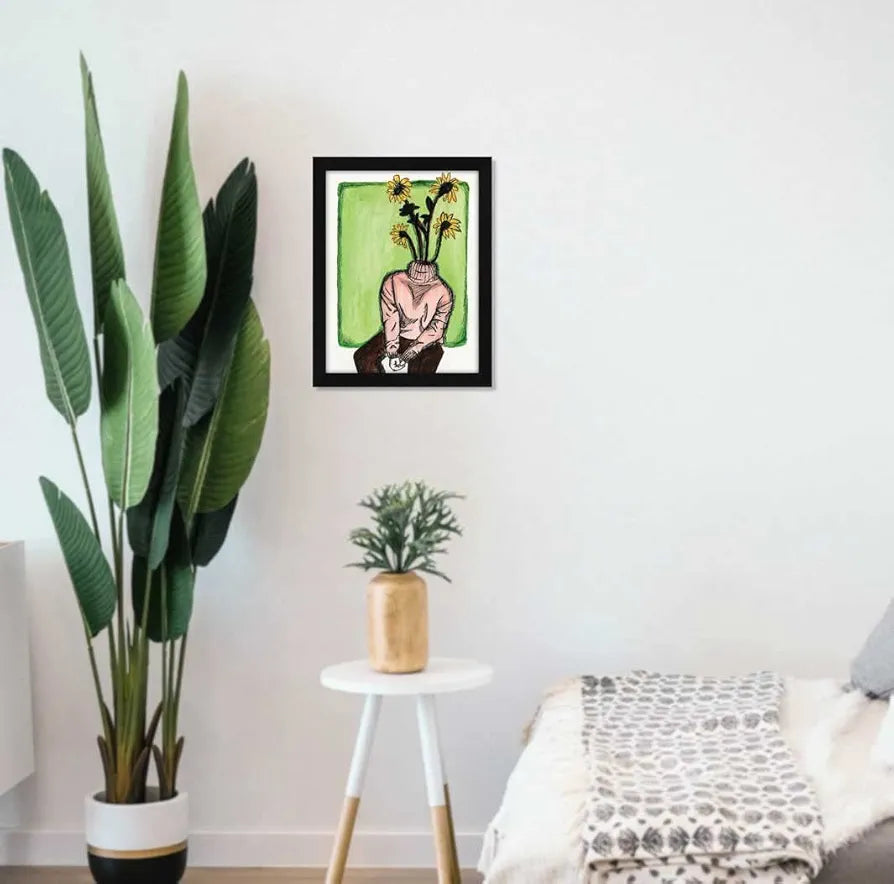 ArtX Paper Blooming Lady Flower Girl Frame Wall Art Painting