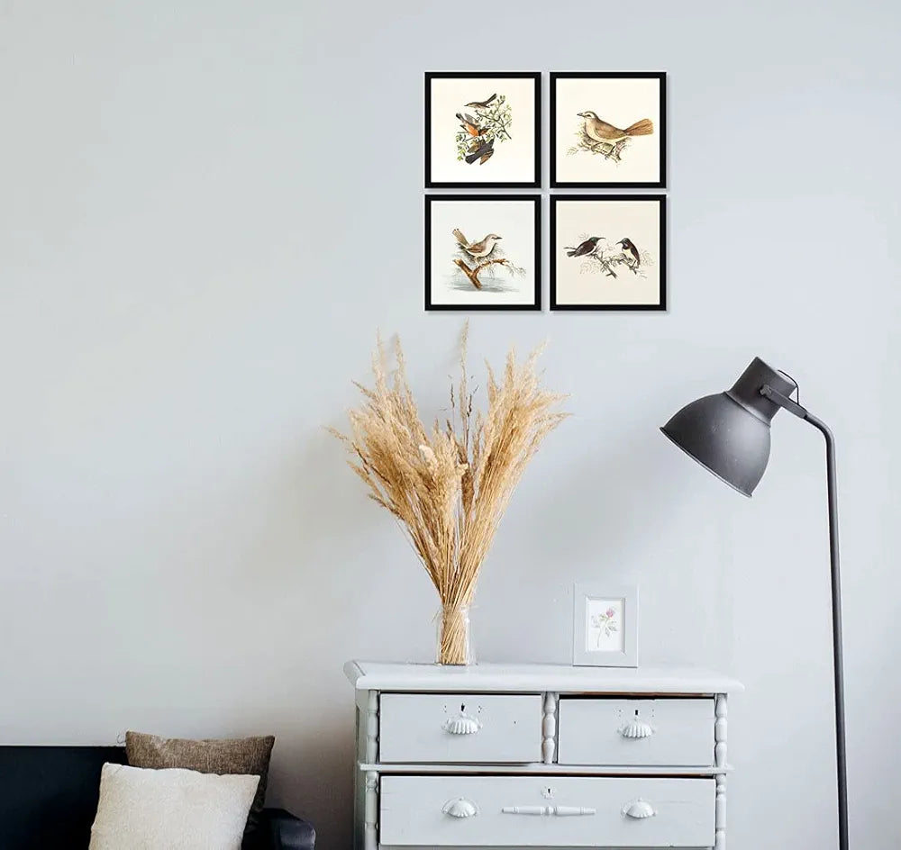 ArtX Paper Birds Wall Art Painting Framed Paintings Set of 4