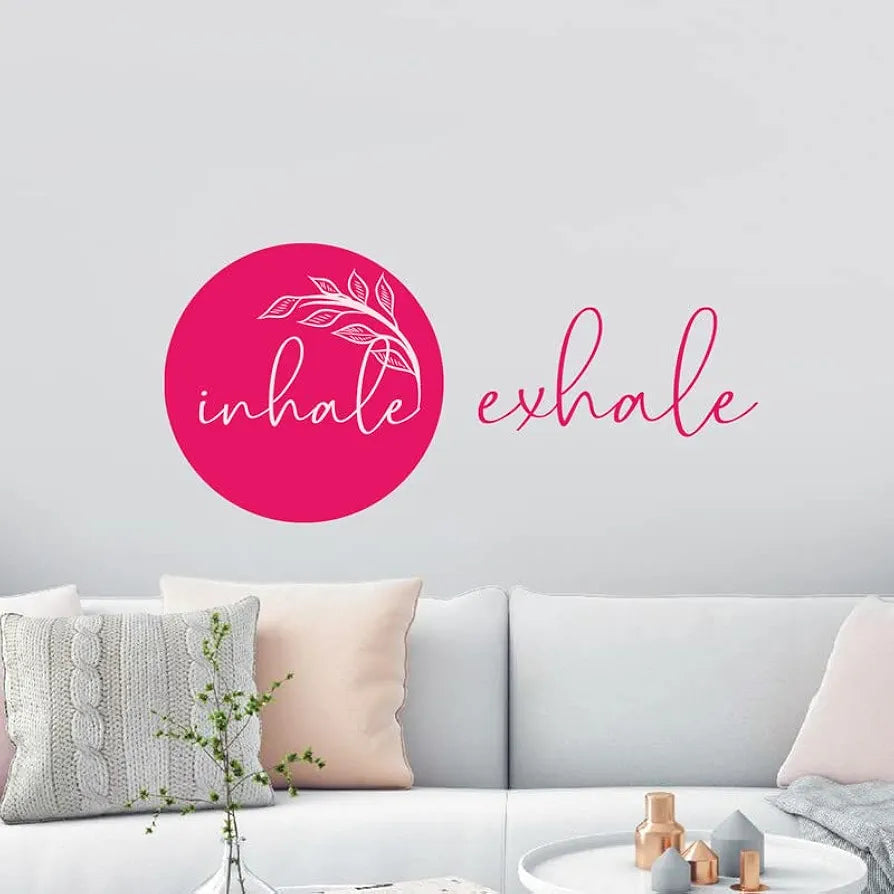 Kotart Leaf and Inhale Exhale Printed Vinyl Wall Decals/Stickers