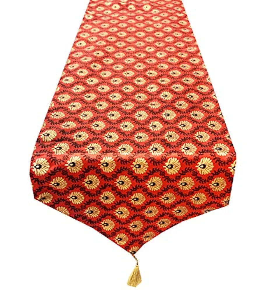 Pink Parrot Designer Durable Dopian Silk Table Runner Colour Multicolour