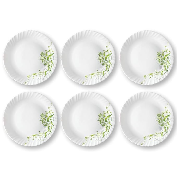 Larah by Borosil Opalware Full Plate - Erba | White | 11 Inch | Set of 6