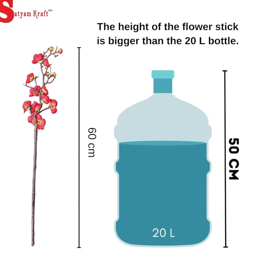 3 Sticks Artificial Blossom Flower Bouquet Sticks Dark Pink