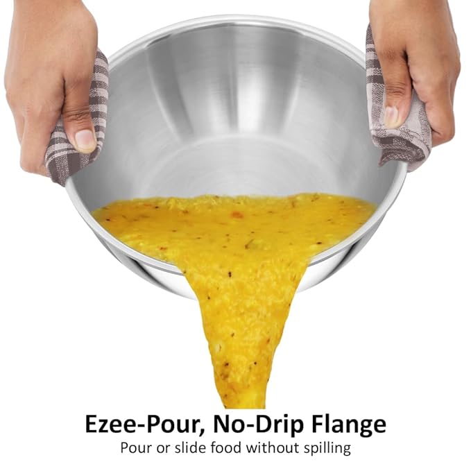 Hawkins 3 Litre Metro Kadhai Triply Stainless Steel Induction Tasla Silver