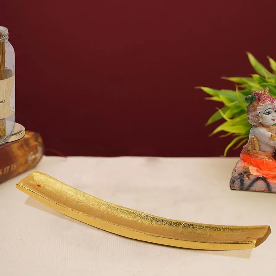 Pure Source India Aluminum Incense Holder Gold