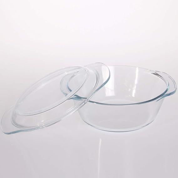 Femora Borosilicate Serving Bowl | Glass Casserole Set, Glass Bowl With Lid, Microwave Safe Bowl Set | Freezer Safe | 1000 Ml