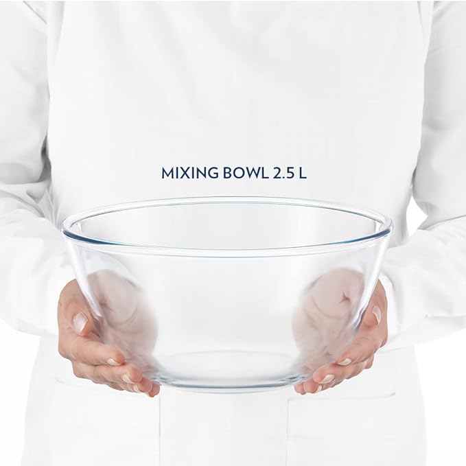 Borosil 2.5 L Serving & Mixing Borosilicate Glass Bowl | Multipurpose Round Bowl for Kitchen & Dinning