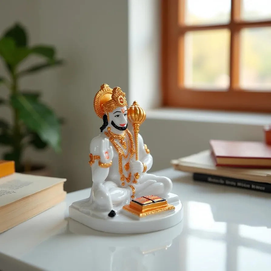 Unovate Lord Hanuman Idol White for Car Dashboard