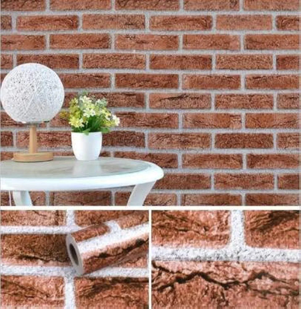 Jaamso Royals Light Red Brick Peel and Stick Wallpaper Wall Decor Manual