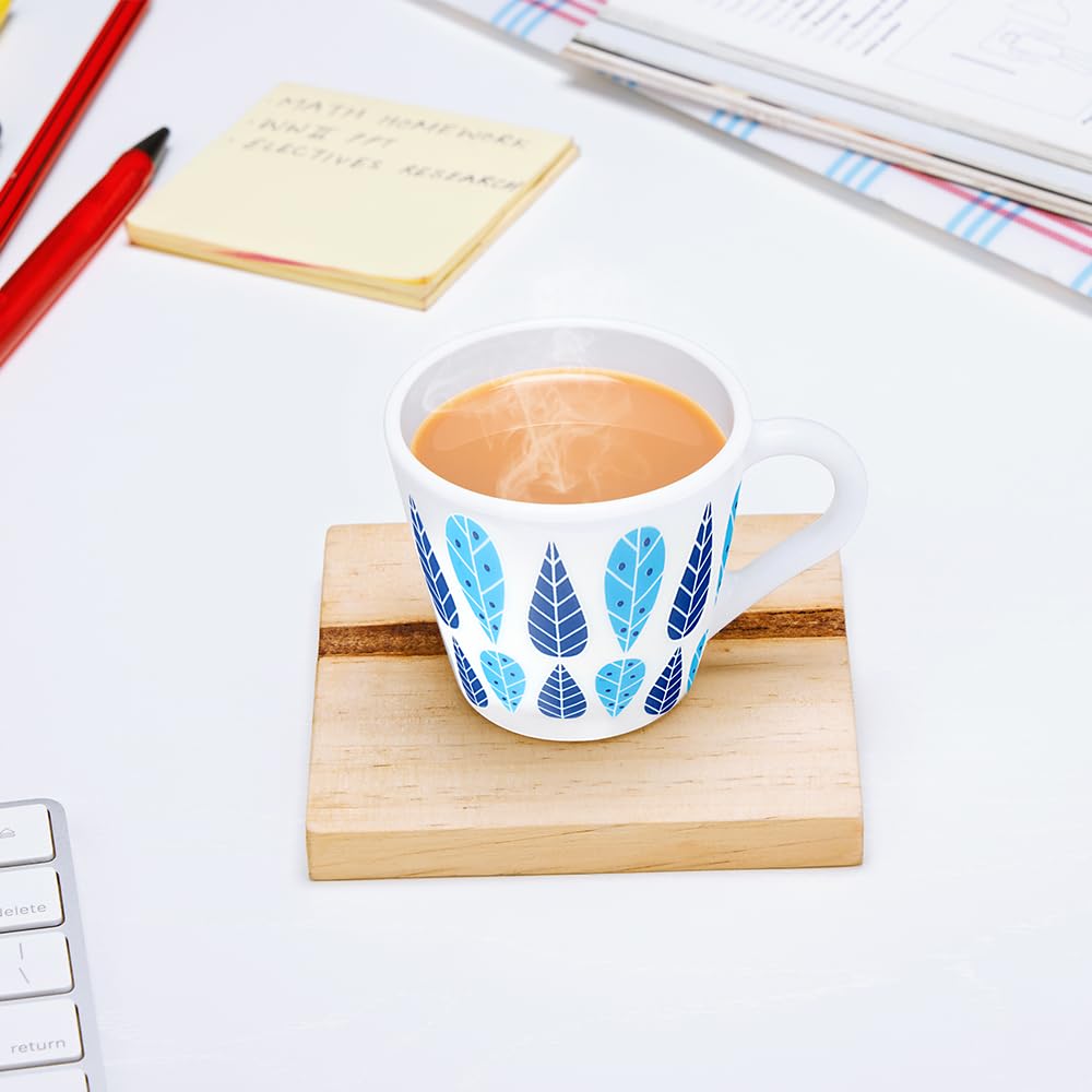 Larah by Borosil Novelty Series Fable Opalware Mug, Set of 6 Tea/coffee Mugs | 110 Ml Each