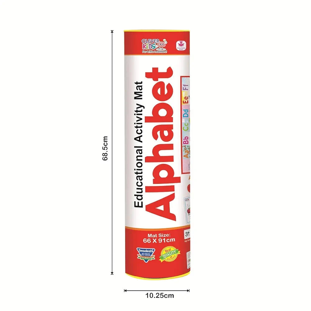 Clever Kids Educational Alphabet Activity Mat  with 13 Both Sides Printed Flash Cards & 26 Transport Vehicle eva Cutouts with Velcro.