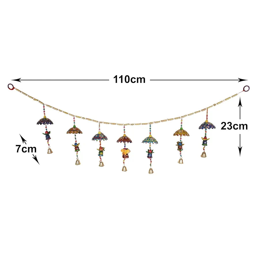 Heart Home Handcrafted Kalash Toran Umbrella Hanging Bandarwal Door Hanging Windchime