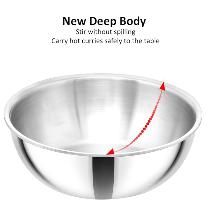 Hawkins 1.5 Litre Metro Kadhai Triply Stainless Steel Induction Tasla Silver