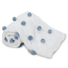 Haus & kinder Cotton Knitted Blanket For New Born Baby All Season Ac Blankets 0 To 2 Years Bubblegum Blue Pom Pom