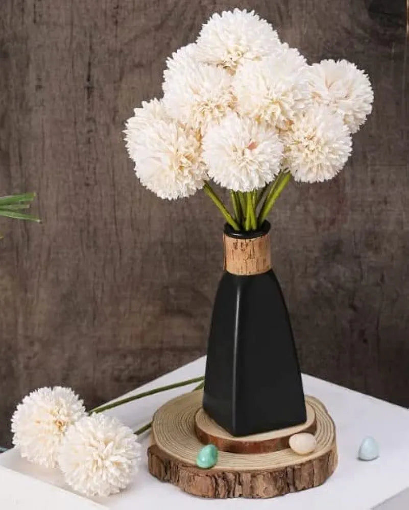 Artificial Chrysanthemum Hydrangea Ball Flower Sticks Off White