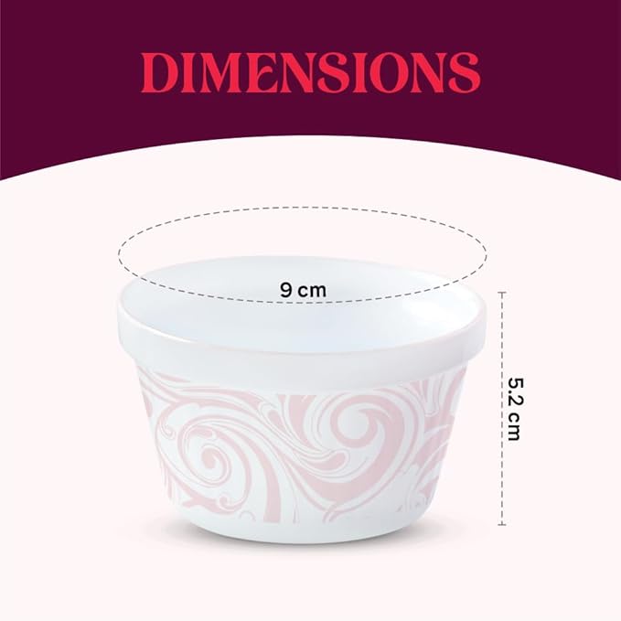 Larah by Borosil Frosty Red Ice Cream Bowl/dessert Set | Set of 6 | Glass | 120 Ml