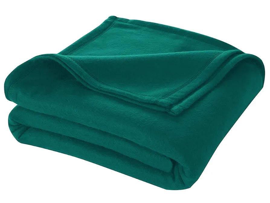 Cloth Fusion Polar Fleece AC Blanket for Winter Double Size Soft Woolen Blanket for Travel & Sleeping Dark Green