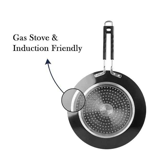 Vinod Hanos Non Stick Concave Tawa -26.5 cm | 5.25mm Thick | Roti, Chapati Tawa | Long Lasting | Riveted Handle
