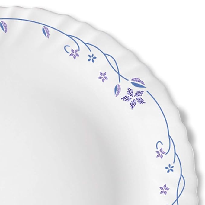 Larah by Borosil Flora, Opalware Full Plate | 11 Inch | White | Set of 6
