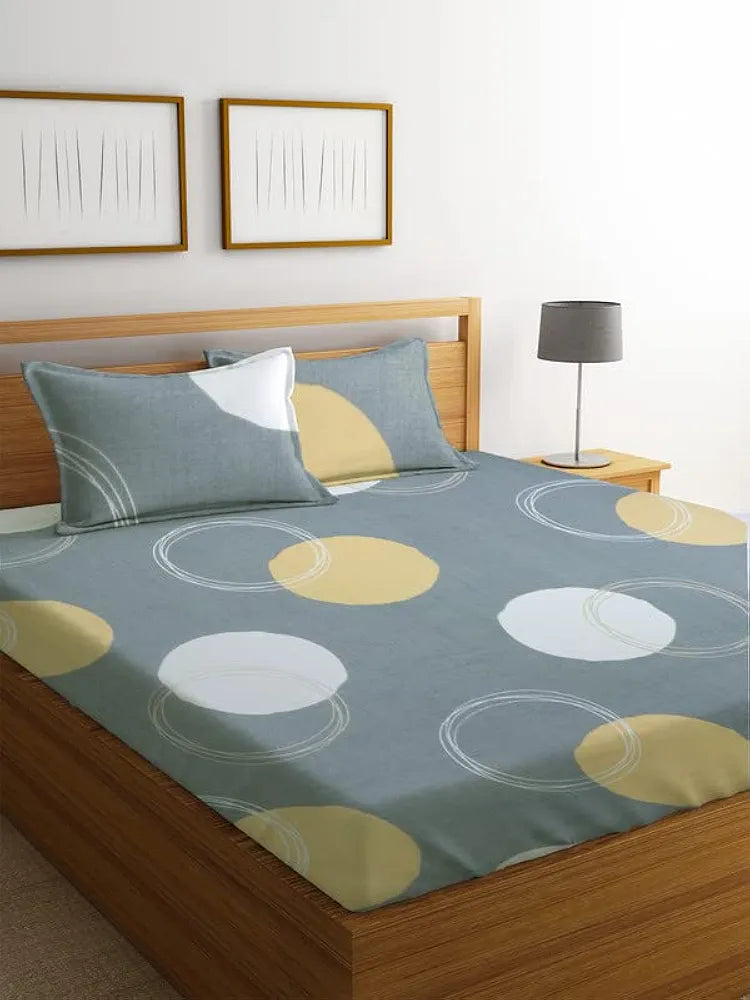 BSB Home Premium Double Bedsheet with 2 Pillow Covers 160 TC 3 Pcs Set Grey and White