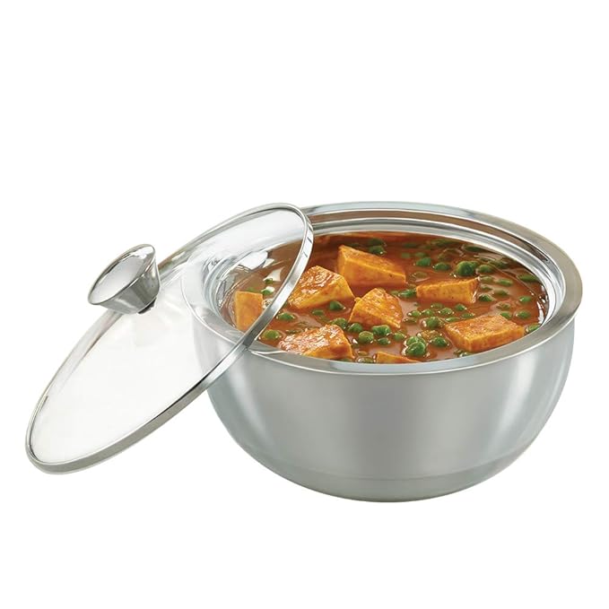 Borosil Stainless Steel Insulated Curry Server | 2.7 Liter | Silver