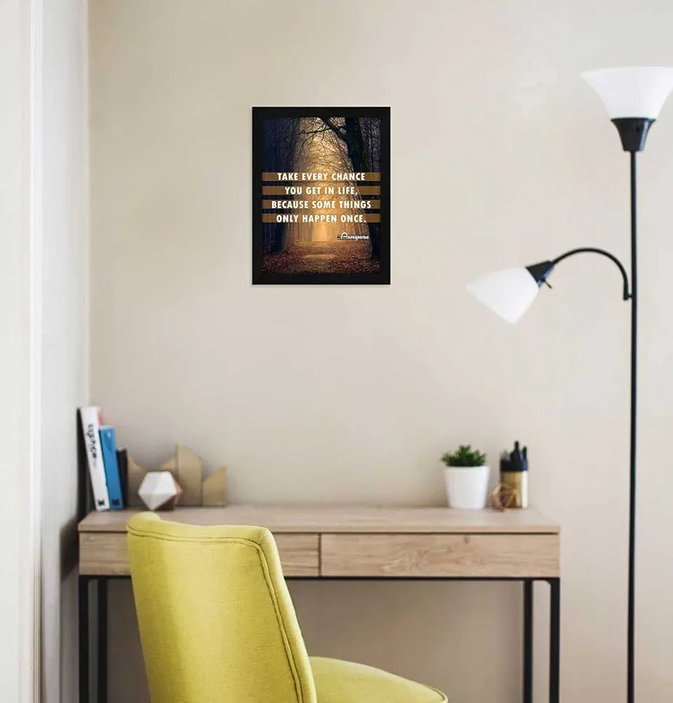ArtX Motivational Inspirational Quotes Take Every Chance Framed Wall Art Painting