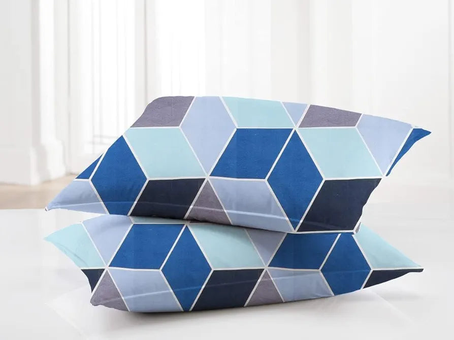 BSB Home Premium Double Bedsheet with 2 Pillow Covers 160 TC 3 Pcs Set Blue and Grey