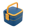 Kuber Industries 2-Square Container Plastic Lunch Box | 1000ml | Unbreakable | Handle