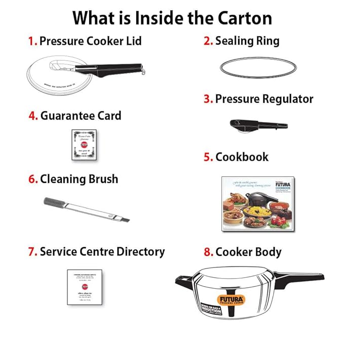 Hawkins Futura Stainless Steel 4L Pressure Cooker Induction Compatible