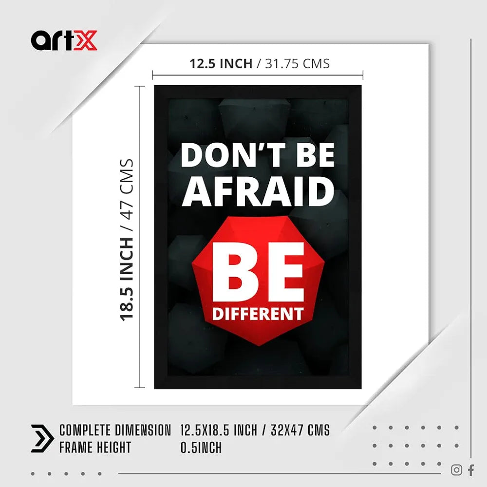 ArtX Paper Don't Be Afraid Motivational Quotes Framed Wall Art Painting