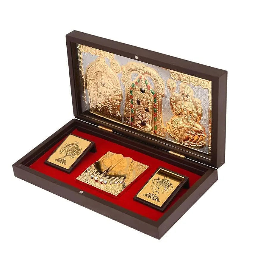 Jaipur Ace Gold Plated Shree Venkatshwer Charan Paduka Yantra Devotional Prayer Box