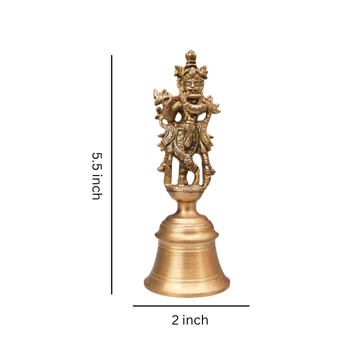 The Advitya Brass Krishan with Flute Standing on Bell