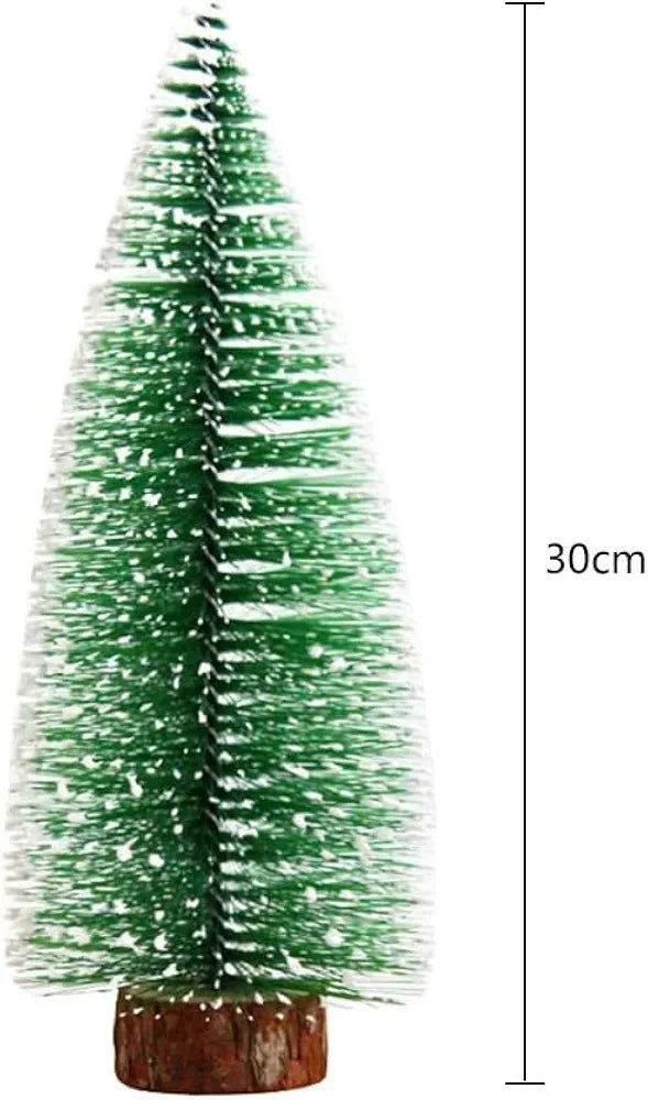 Satyam Kraft 1 Pcs Artificial Mini Christmas Tree Miniature Table Decor Pine Tree with Wooden Base