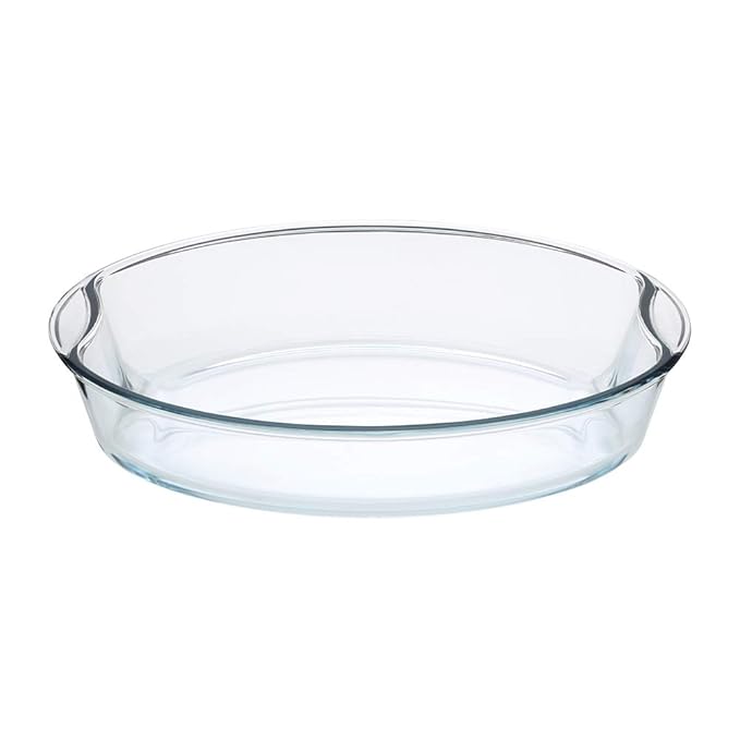 Borosil Borosilicate Glass Oval Baking Oven & Microwave Safe Dish | 2.5 Litres | Transparent