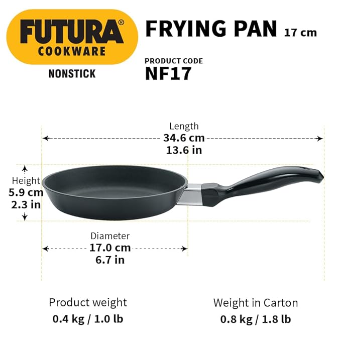Hawkins Futura 17 cm Frying Pan, Non Stick Fry Pan, Small Frying Pan, Black