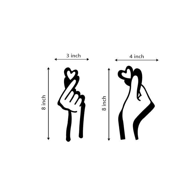 Ecraftindia Loving Couple Hands Heart Sign Black Engineered Wood Cutout Wall Art Decor | Love, Romantic Wall Hanging