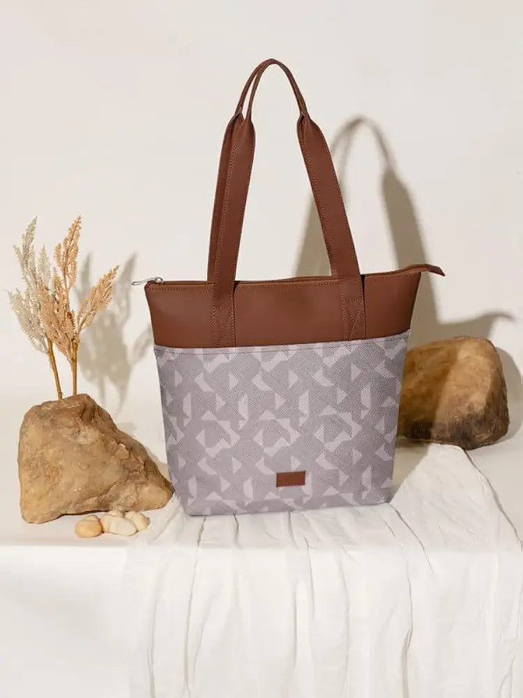 Zouk Printed Women's Jute Handcrafted & Leather Everyday Tote Bag