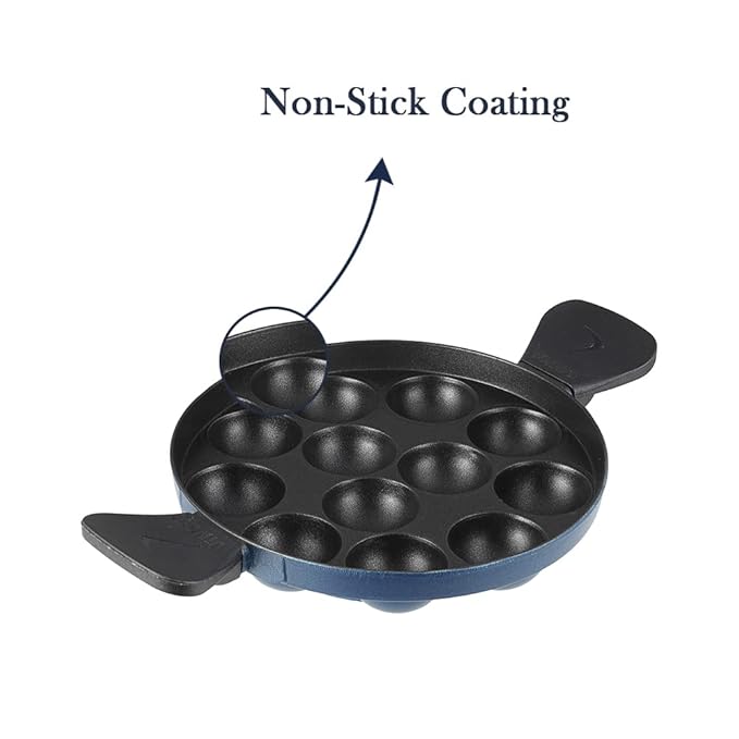 Vinod Aluminium Non Stick Kuzhi Paniyaram Pan - 12 Cups, 22cm | Paniyarakal, Appa Patra, Appam Patra | 3mm Thick | 3 Ply