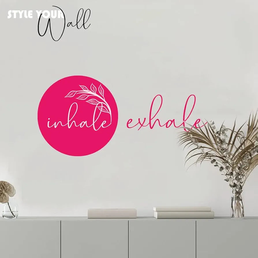 Kotart Leaf and Inhale Exhale Printed Vinyl Wall Decals/Stickers