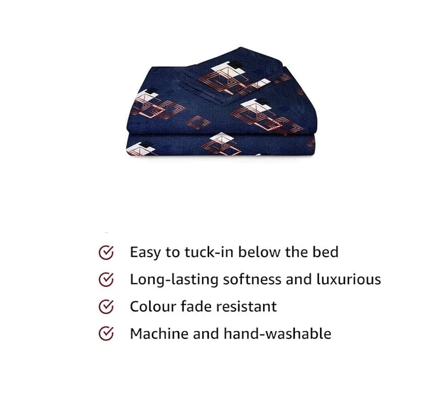 BSB HOME Premium Forever Modern Style Glace Cotton Floral Pattern 1 Single Size Bed bedsheet and 1 Pillow Cover Black & White