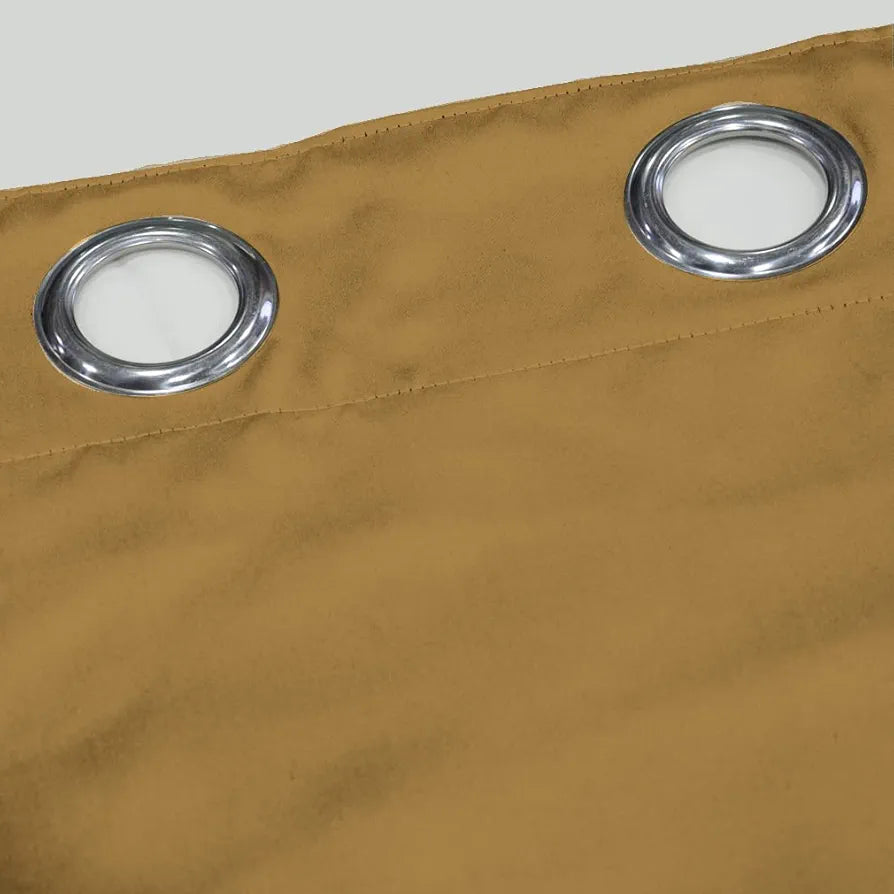 Divine Casa Super Satin Blackout Door Curtains Solid Panels for Complete Light Block Size 7 Feet Silky Colour Cool Beige (Pack of 2)