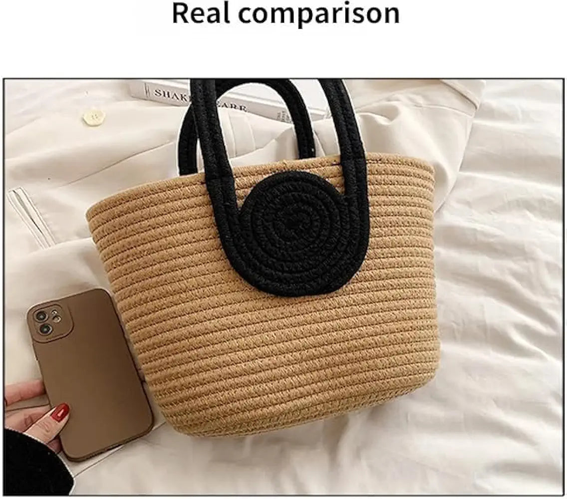 Attractive Hand Bag Large Tote Bamboo Beach Basket for Women Jute Handmade