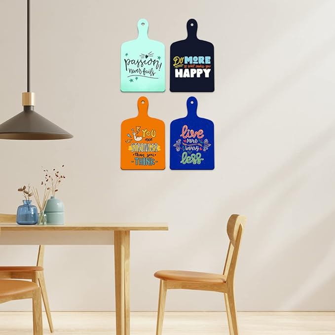 Artvibes Designer Wooden Wall Hanging for Home Decor | Motivational Quotes Decorative Items | Artworks Hanger | Set of 4