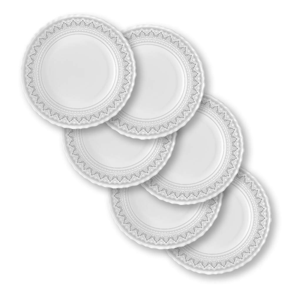 Larah by Borosil Opalware Classic Full Plate | White | 11 Inch | Set of 6